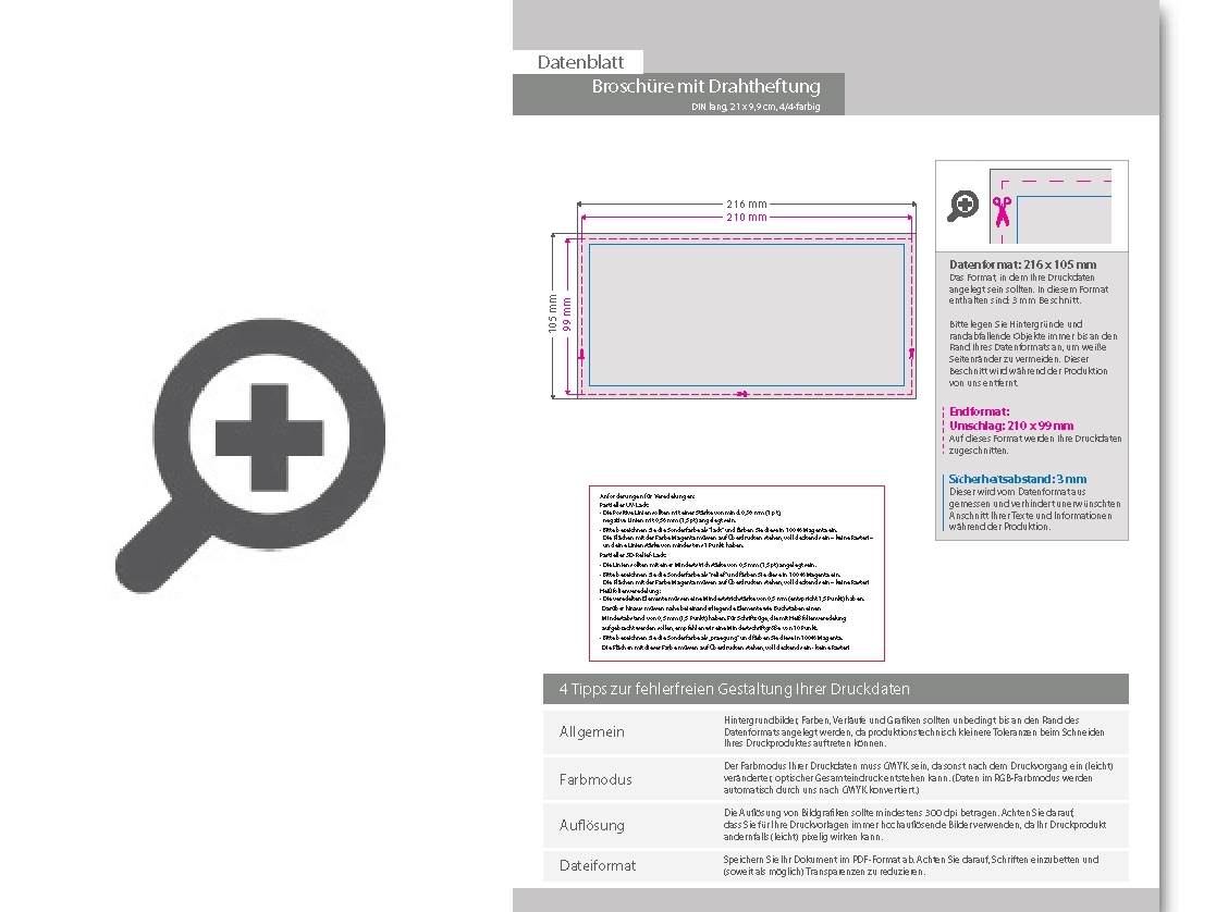 Product Bild brosch__re_mit_drahtheftung__endformat_din_lang_quer_(210_x_99_mm)__20-seitig