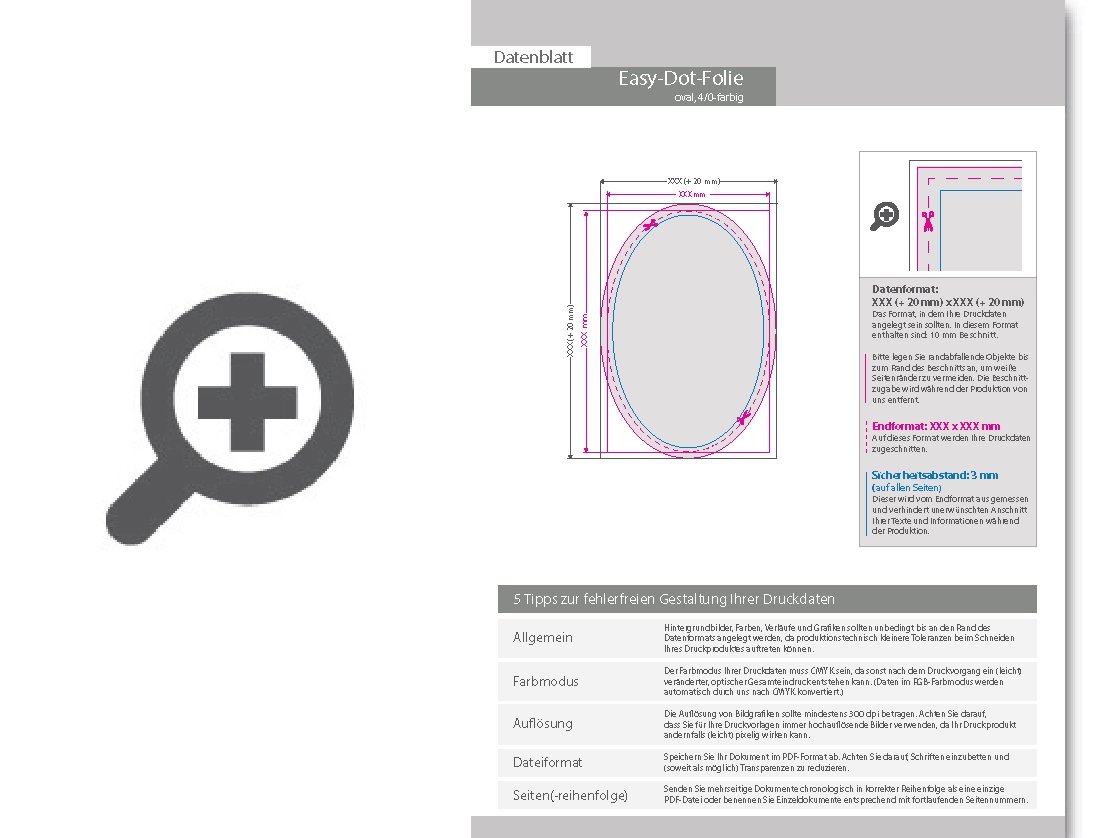 Product Bild easy_dot_folie_weiss_einseitig_4_0-farbig_bedruckt_oval_(oval_konturgeschnitten)